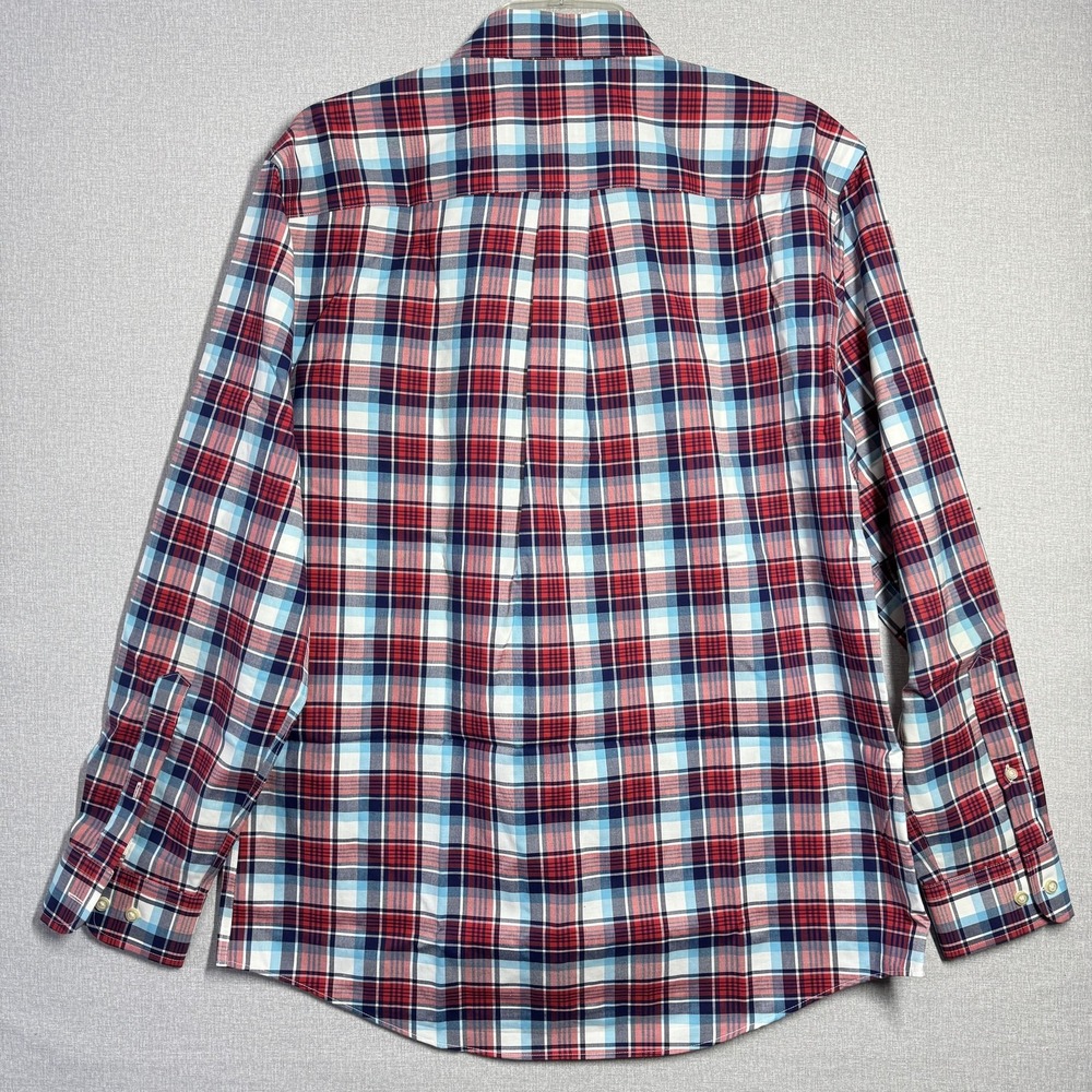 Jos A Bank Shirt Mens Medium Blue Red Plaid Travelers Collection Button Front - Picture 4 of 14